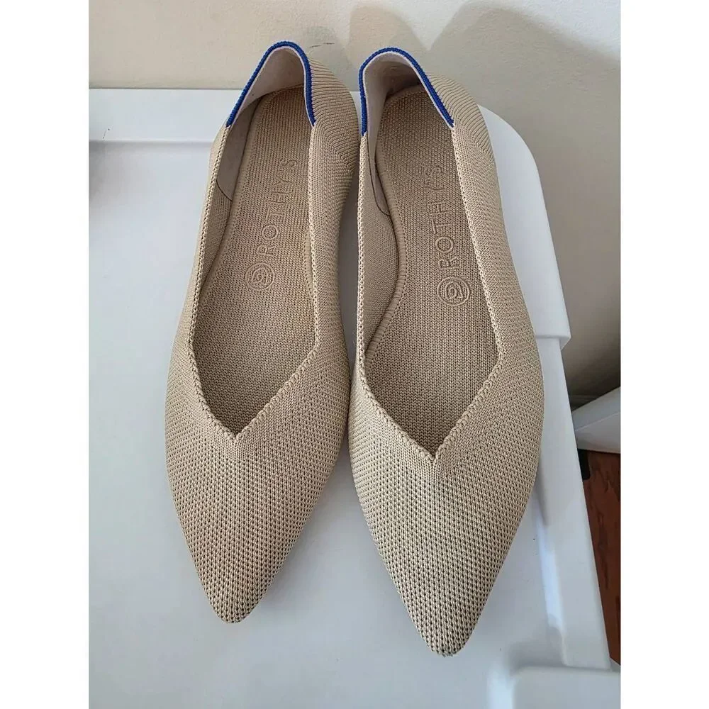 Rothy's size W8.5 pointy flats Ecru